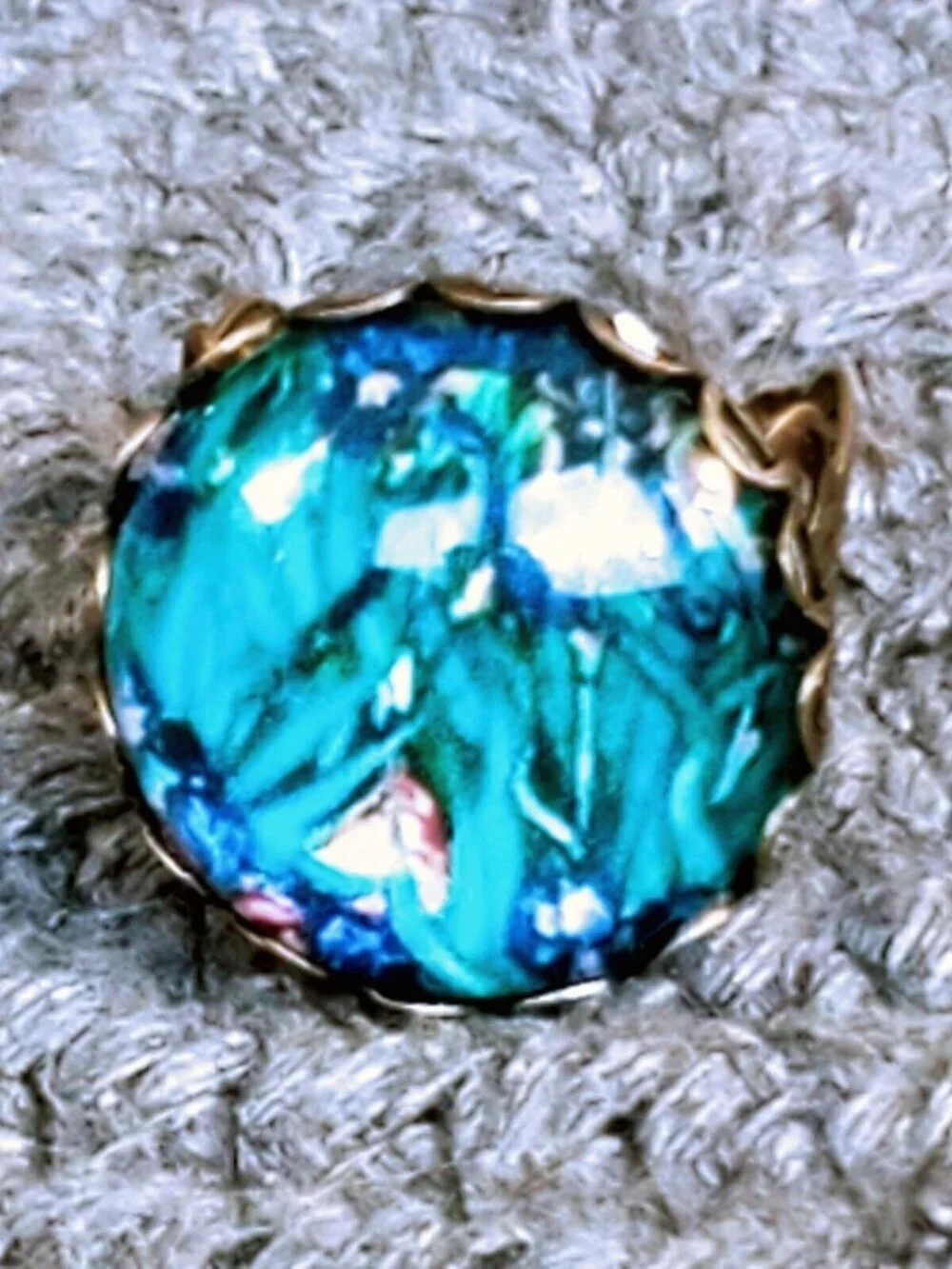 Vincent van Gogh Irises Famous Painting Art Glass Cabochon Bronze Filigree Ring
